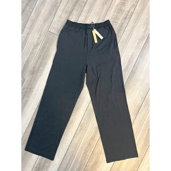 SKIMS Boyfriend Loose Pants in Onyx Small Pull On Straight Leg Stretch Pockets - Picture 2 of 5